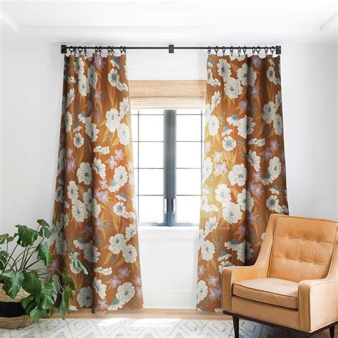 Avenie Floral Meadow Fall Neutrals Blackout Window Curtain (One Panel