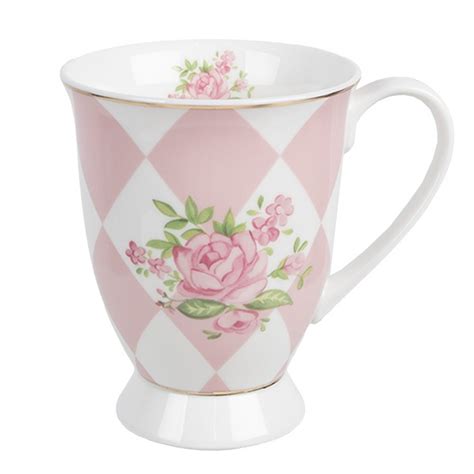 SWRMU 1 Mug 300 Ml Rose Blanc Porcelaine Roses Gobelet