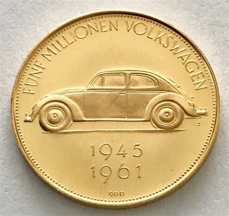 Germany Medaille 1961 5 Millionen Volkswagen Gold Barnebys