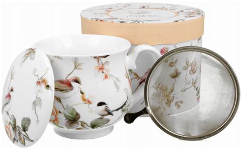 Kubek RETRO Z Zaparzaczem ANNA Porcelana Bone China PREZENT 530 Ml