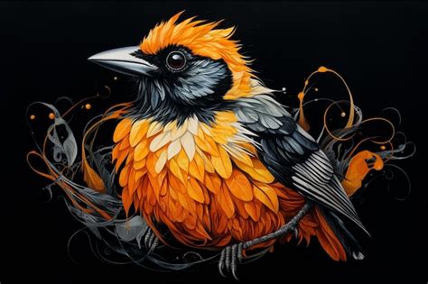 Premium AI Image | A bird with bright orange feathers and a black hea