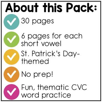 Color By CVC Word For St Patrick S Day BUNDLE By Katie Roltgen TPT