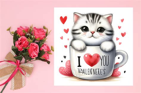 Valentines Cute Cat Illustration Graphic By Kanay Lal · Creative Fabrica