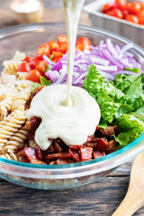 Blt Pasta Salad Ranch Dressing Evolving Table