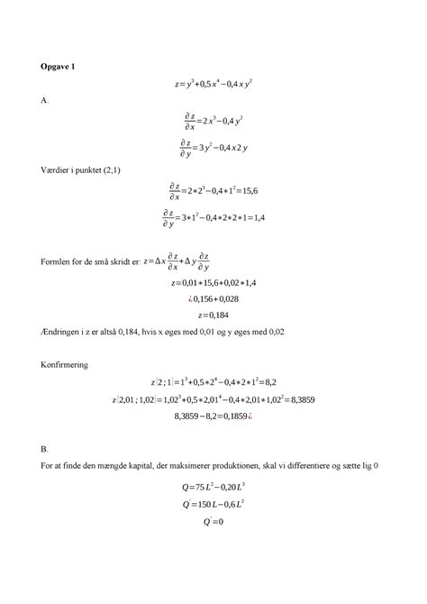 Matematik Reeksamen Februar 2024 Opgave 1 Z Y 3 0 5 X 4 −0 4 X Y 2 A ∂ Z ∂ X 2 X 3 −0 4 Y