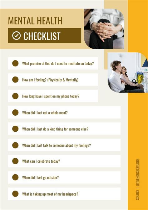 Mental Health Checklist Free Checklists Template Piktochart