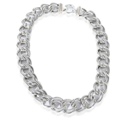 David Yurman David Yurman Double Curb Link Necklace W Gem