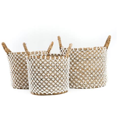 Boho Basket Seagrass Crossed Macrame M Bazar Bizar Sklep