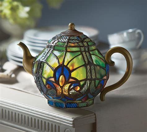 Cordless Teapot Accent Lamp Tea Pots Stained Glass Lamps Glass Lamp