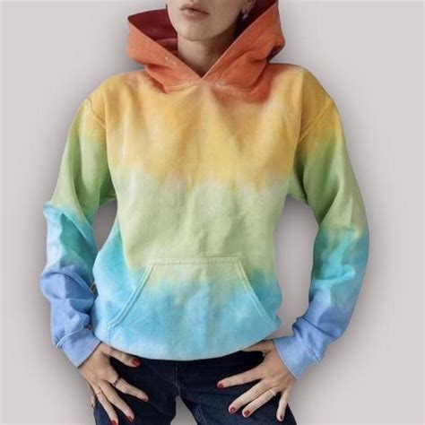 Rainbow Tie dye hoodie 🌈 Pictured on a size uk 6... - Depop