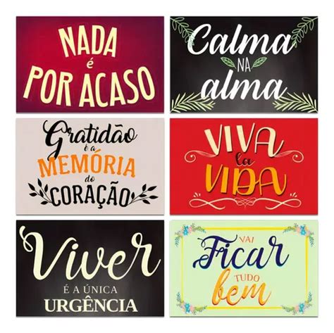 Cartel Decorativo Art Print Kit 6 Placas Quadros Decorativo Frases Motivacional 20x30 Cm De