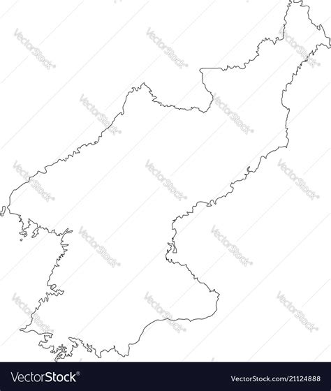 Contour Map Of South Korea Map Black Outline Nort Vector Image