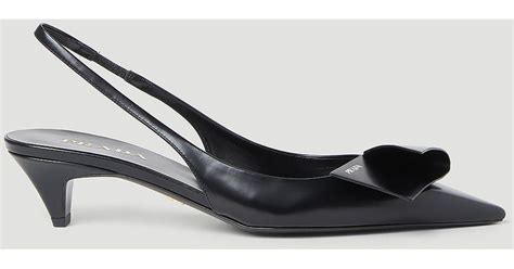 Prada Logo Slingback Heels In Black Lyst