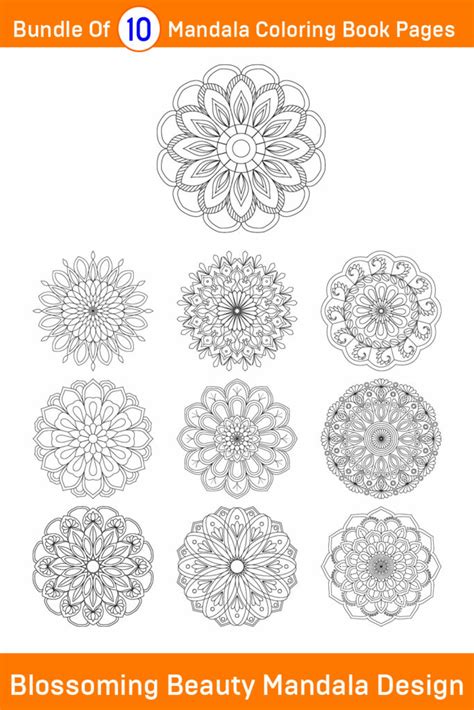 Bundle Of Blossoming Beauty Mandala Coloring Book Pages Masterbundles