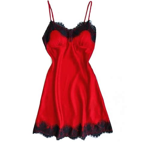 Women Nightdress Female Sexy Lace Stitching Sling Nightgowns Ladies