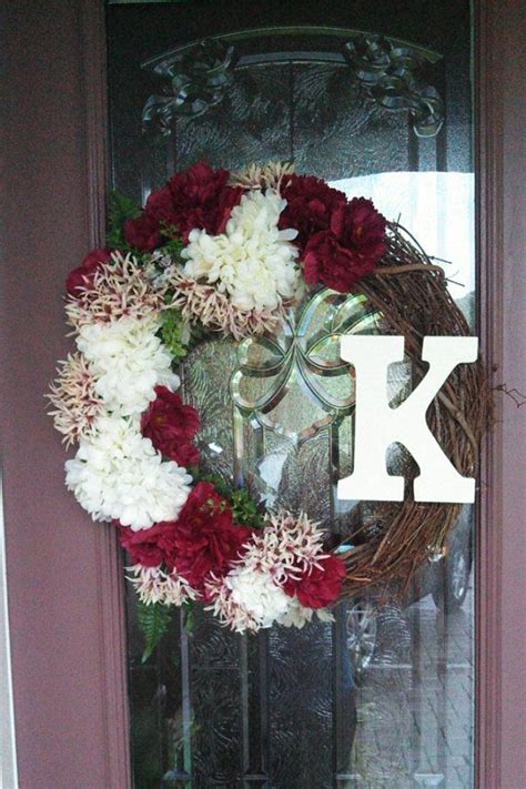 Initial Front Door Wreath Via Etsy Door Decorations Wreaths For