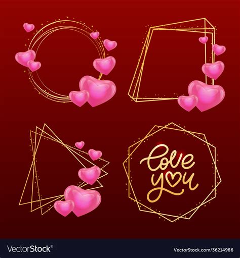 Valentine Card Love You With Calligraphic Vector Image