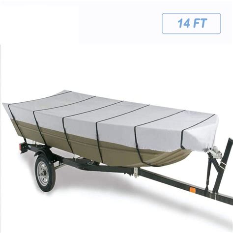 14FT x 70" 210D Marine Grade Boat Cover， Waterproof Heavy-Duty ...