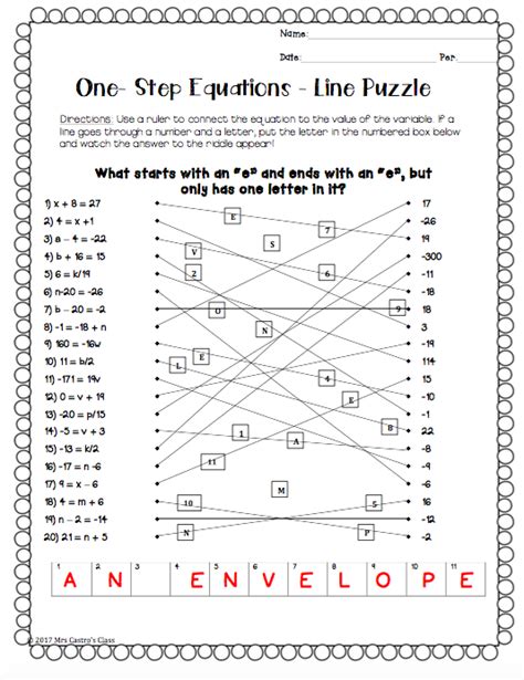 One Step Equation Activities