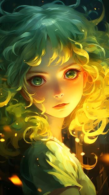 Premium Photo Anime Girl Yellow Green Hair