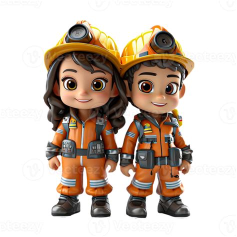 Ai Generated 3d Firefighter Isolated On Isolated Transparent Background