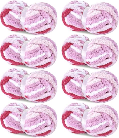 Hombys Chunky Tie Dye Mix Chenille Yarn For Hand Knitting