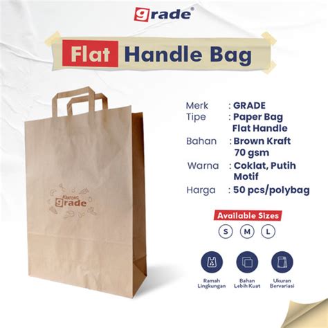 Jual Grade Kantong Kertas Flat Handle Bag Coklat Polos L Jakarta