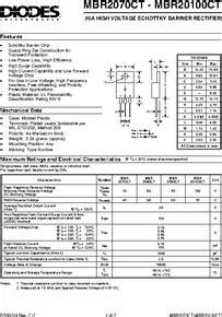 MBR20100CT Datasheet 100V 20A High Voltage Schottky Barrier Rectifier