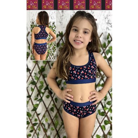 Conjunto lingerie menina moça juvenil infantil estampado top