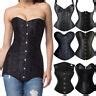 Sexy Women Goth Steel Boned Lace Up Black Corset Bustier Long Torso