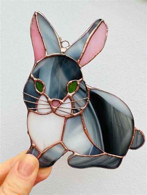 Stained Glass Hare Rabbit Nature T Bunny Suncatcher Etsy In 2023 Glass Rabbit Stained