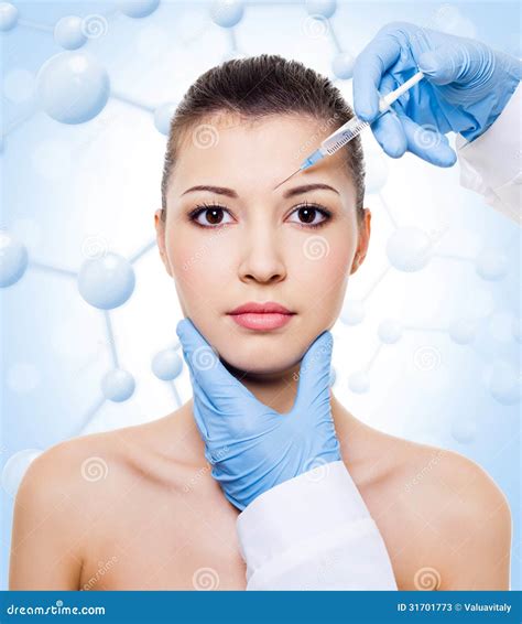 Injection Of Botox In Beautiful Woman Face Stock Photos Image