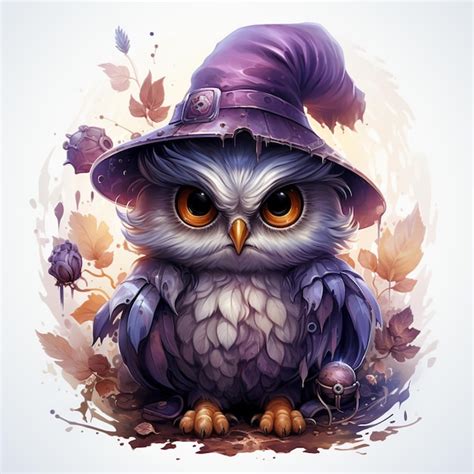 Premium Photo There Is A Cartoon Owl Wearing A Purple Hat And Sitting