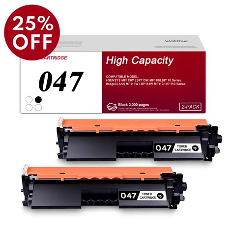 047 Black 2 Pack Toner Cartridge Replacement For Canon Crg047