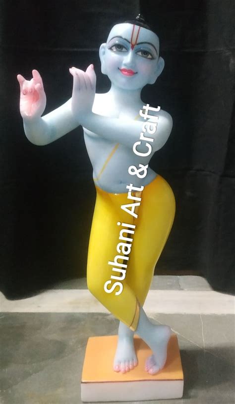 White Painted Marble Krishna Statue For Temple At Best Price In Jaipur