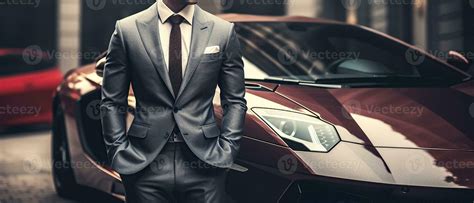 A rich guy in formal business suit which is standing in front of a ...