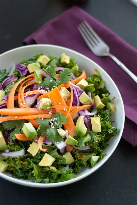 Asian Raw Kale Salad Easy Salad Recipes