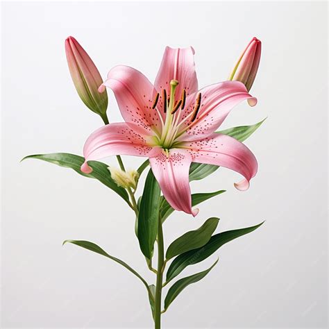 Premium AI Image | Pink Asiatic lily flower in the garden on the white