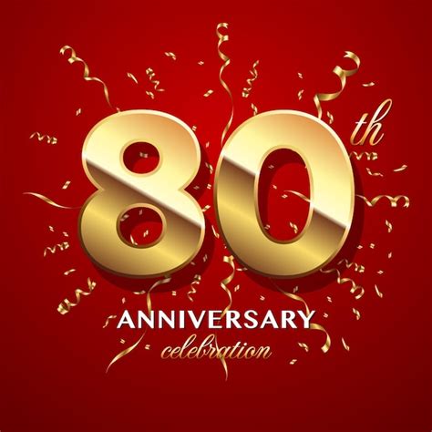 Premium Vector 80th Anniversary Celebration Logo Design With Golden