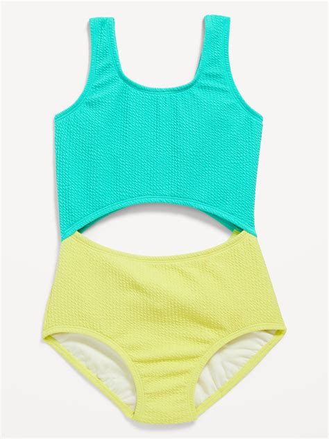 Color Block Cutout One Piece Swimsuit For Girls Old Navy