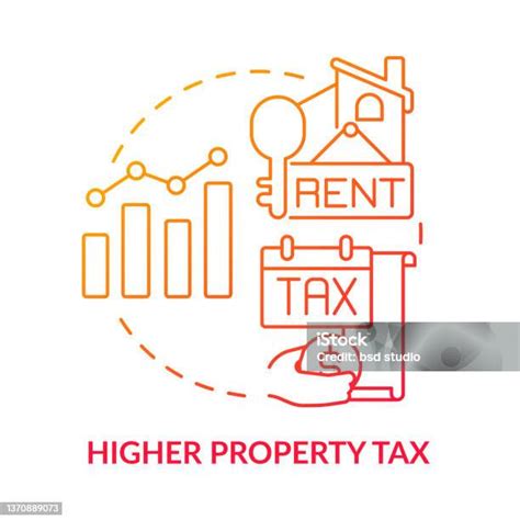 Icône De Concept De Dégradé Rouge Dimpôt Foncier Plus Élevé Vecteurs
