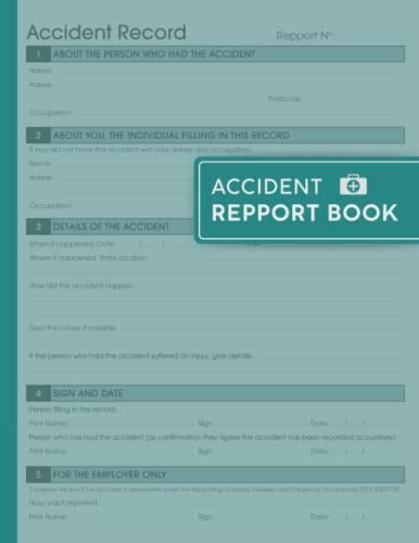 Accident Report Book Hse Compliant A Register To Record All Incident