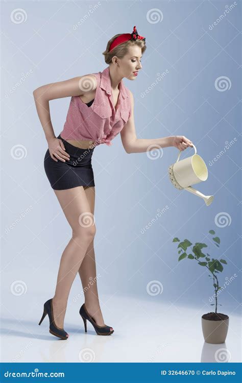 Sensual Female Gardener In Summer Time Stock Photo Image Of Botanical