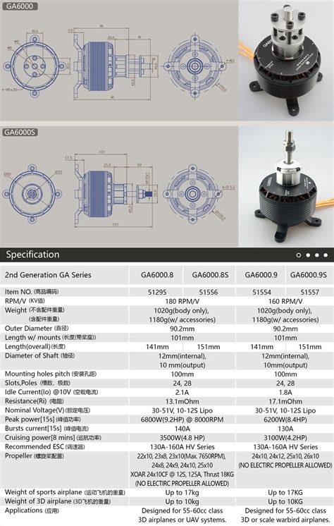 Dualsky Xmotor Ga S Einfache Motorwelle Kv Polig Bis W