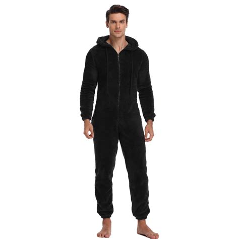 Men Warm Teddy Fleece Onesie Fluffy Sleep Lounge Adult Sleepwear One