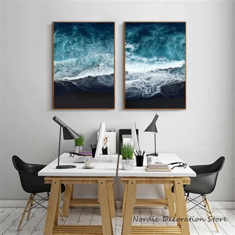 Skandynawskie Malarstwo Scandium Sea Plakat Ocean Waves Wall Drukowany