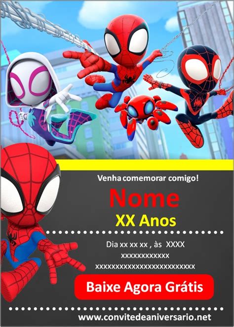 Convite Spidey E Seus Amigos Espetaculares Convites