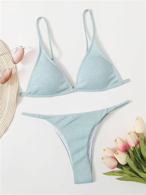 Ba Ador Bikini Tanga Tri Ngulo Brillante Moda De Mujer Shein M Xico