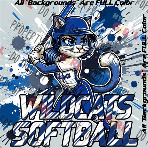 Lady Wildcats Softball Mascot PNG Digital File. Blue & White Variant ...