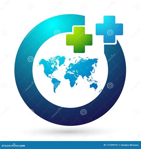 Logo Voor Medische Zorg Globe Wereld Gezondheid Van De Familie Cross